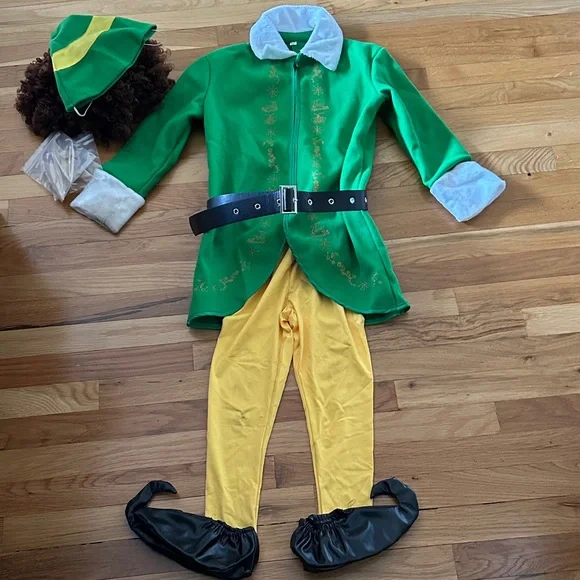 Festive Elf Costume for Kids - Green and Yellow - Picture 1 of 7